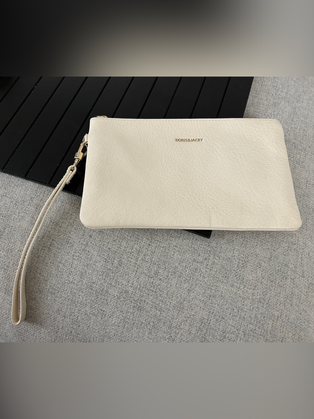 Cream Wristlet Clutch